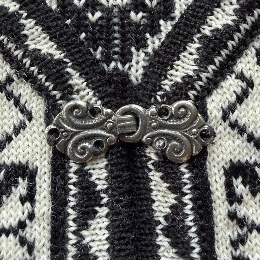 Norlender 100% Wool Black and White Patterned Women's Vest XXL - Picture 10 of 14